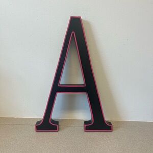 Black and Pink Wooden Letter “A” Decor